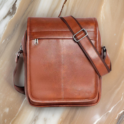 Shivra Tan Sling Bag Men Sling Bag extra large (S-11*8.5*3)