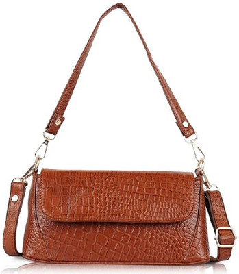 SA BAGS Tan Sling Bag Leather Shoulder Bag for Women|Stylish Handbag with Detachable &Adjustable Strap