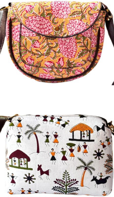 CRAFTWELL Multicolor Sling Bag Stylish New Trendy Unique Classy Design Shoulder Crossbody Sling Bag For Women(Pack of 2)