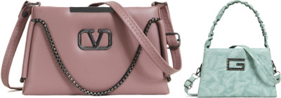 Zaxcer Pink, Green Sling Bag Beautiful Sling Bags for women and girls(Pack of 2)