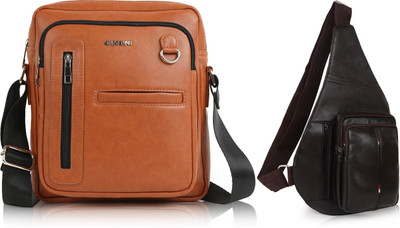 CIMONI Brown, Tan Shoulder Bag Stylish Fancy Unique Design Trendy Crossbody Shoulder Bag For Unisex(Pack of 2)