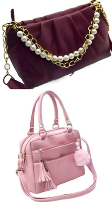 RANDAM Black, Pink Sling Bag PU - Leather Tote Bag for Women Female Large Capacity Shoulder Bag Handbags.(Pack of 2)