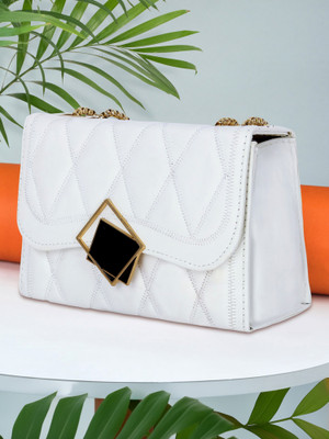 Shoomi White Sling Bag Trendy|Classic|Party for Womens, Made With Best Quality PU Material