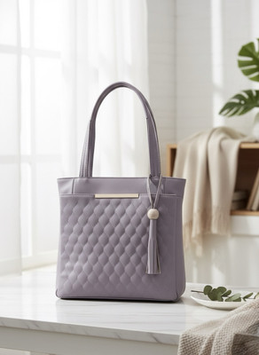 DEELMORE Pink Hand-held Bag Quilted Lavender Handbag for Women Elegant Tote Bag with Tassel Charm