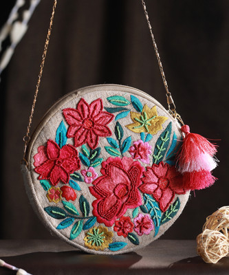 Priyaasi Multicolor Sling Bag Phool-ing A-round Beaded Cross Body Bag