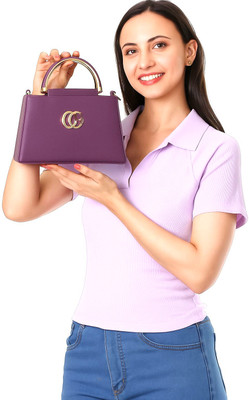 Krasivyy Purple Sling Bag Cg luxury women's handbag with Gold handle and adjustable strap