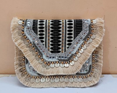 MKS Beige, Grey Sling Bag Handcrafted Boho Banjara Bags For Women, Handembrodry Sling Bag For Regular Wear