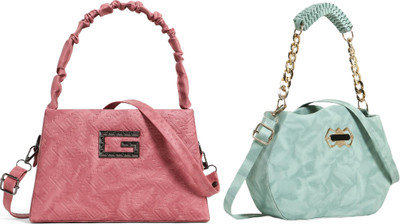 Zaxcer Pink, Green Sling Bag Beautiful Sling Bags for women and girls(Pack of 2)