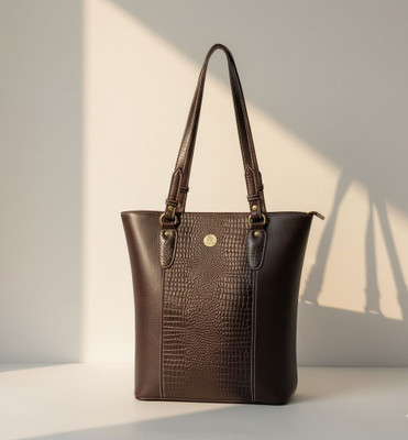 house of common Brown Shoulder Bag Crocodile Embossed Leather