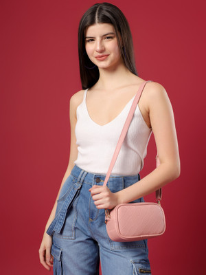 Pramadda Pure Luxury Pink Sling Bag Gorgeous Cuboid Sling Crossbody Side Mobile Purse For Women Travel Daily Use