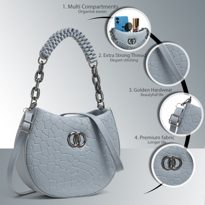 ClassiCove Grey Clutch Women’s Maroon Textured Handbag with Braided Handle