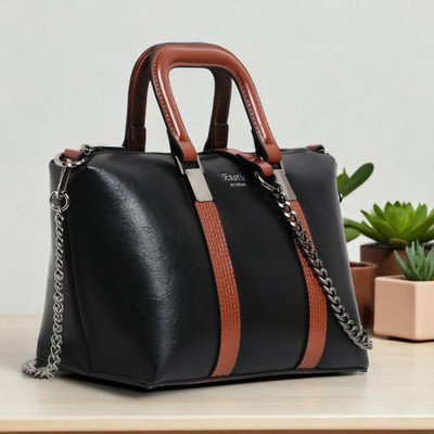 Exotic Premium Black Shoulder Bag Solid Pattern Elegance Hand Bag