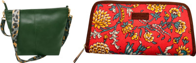 Dakota Pink, Green Clutch STYLISH Bohemian Clutch for Girls & Womens(Pack of 2)