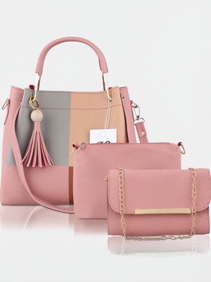 LIKE STYLE Pink Shoulder Bag Women hand bag(Pack of 3)