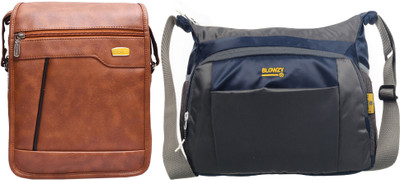 Blowzy Grey, Tan Sling Bag Cross Body men's sling bag(Pack of 2)