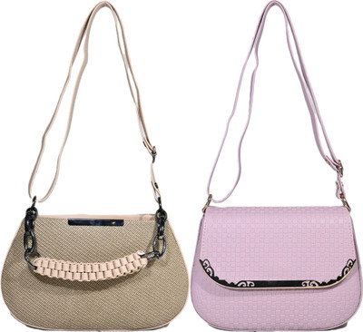 Despacito Khaki, Beige Sling Bag Elegant sling bag(Pack of 2)