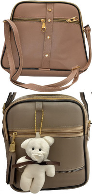 Yari Beige, Beige, Beige Sling Bag Stylish Forever Young Sling Bag For Women And Girls(Pack of 2)