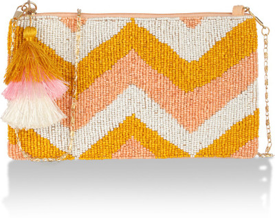 Priyaasi Multicolor Sling Bag Zig-Zagging Colors Beaded Zipper Pouch