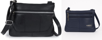 CIMONI Blue, Black Sling Bag Premium Genuine Leather Sling Bag & Crossbody Bag For Girls/Women's(Pack of 2)