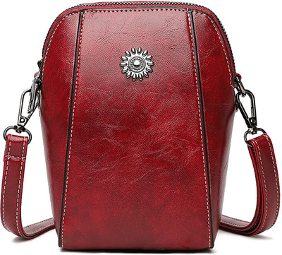 SYGA Red Sling Bag Women's Soft Leather Crossbody Mini Small Bag
