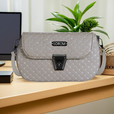 LOREM Grey Sling Bag Grey Designer Faux Leather Handbag For Women And Girls MCHB54