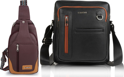 CIMONI Maroon, Black Shoulder Bag Classy Unique Design Classy Trendy Travel Chest Choulder Unisex Crossbody Bag(Pack of 2)