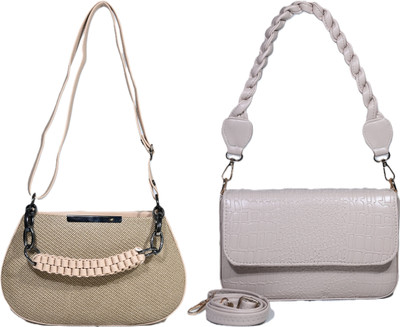 Despacito Khaki, Beige Sling Bag Elegant sling bag(Pack of 2)