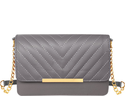 JPEnterprises Grey Sling Bag Grey Designer Faux Leather Handbag For Women And Girls JP-HB39