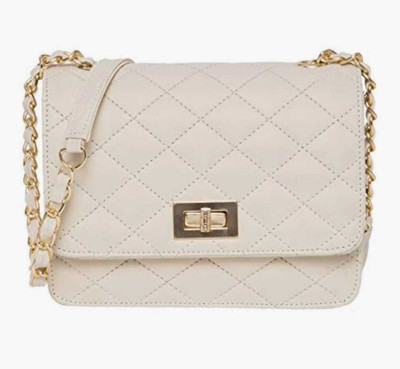 CHRADA White Sling Bag Quilted Chain Shoulder Bag