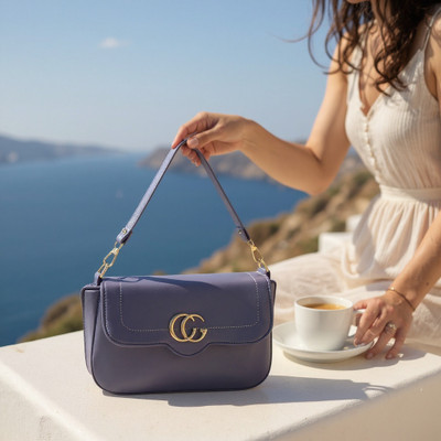 ALONZO Purple, Gold Sling Bag Women's Girls Quilted Cross Body Sling Bag with Height Adjustable Belt