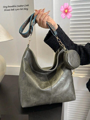 DOSYSO Grey Sling Bag Sling Bag with Coin Pouch for Women Broad Strap Wide Belt Boho Stylish Handbags