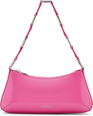 Miraggio Pink Hand-held Bag Partywear Stylish Glossy Texture