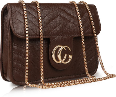 ALONZO Brown Sling Bag Quilted Sling Bag for Women Trendy, Spacious Bag for Girls, Ladies, Women
