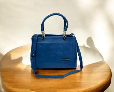 Gorgeous Creation Blue Hand-held Bag Women Shoulder Bag with Metal Accent