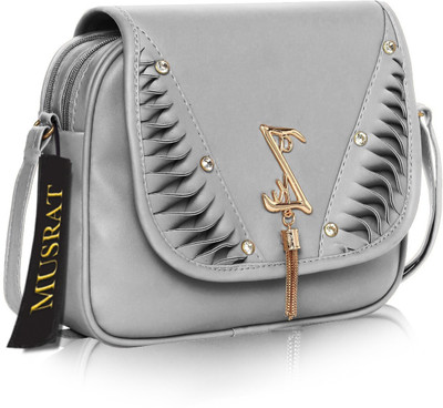 MUSRAT Grey Hand-held Bag Latest Trend Party Wear Handbag & Sling Bag with Adjustable Strap for Girls and Women's