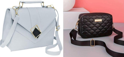 A2Z CREATIONS Black, Grey Sling Bag Black Sling Bag | Latest Fashionable Women shoulder bag.(Pack of 2)