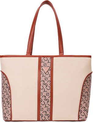 MADY FASHION Beige Tote Mady Verona Women’s Premium Canvas & PU Leather Tote Bag