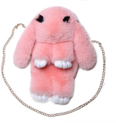 Kolva Pink Sling Bag Soft Cute Bunny Sling Bag With Chain And Smooth Zipper For Girls (LIGHT PINK)