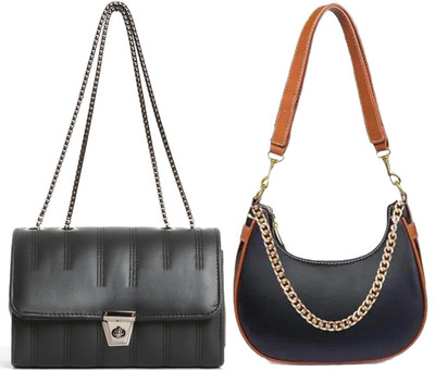Reprox Black, Black, Black Sling Bag Stylish Forever Young Sling Bag For Women And Girls(Pack of 2)