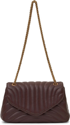 Miraggio Brown Sling Bag Stacy Quilted Shoulder Bag with Convertible Sling Chain Strap