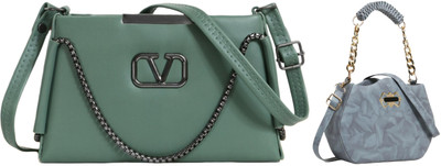 Zaxcer Green, Grey Sling Bag Beautiful Sling Bags for women and girls(Pack of 2)