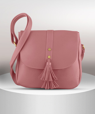 SHAMRIZ Pink Sling Bag Stylish Elegant Latest Multi Pocket Sling Bag with Adjustable Strap for Women And Girls
