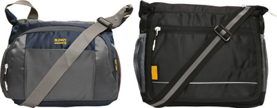 Blowzy Black, Grey, Blue Sling Bag Stylish Sling Cross Body Travel Messenger Bag with MultiPocket Zip Closure(Pack of 2)