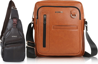 CIMONI Brown, Tan Shoulder Bag Classic Sling Bag Crossbody Shoulder Trendy Waterproof Short Trip Chest Bag(Pack of 2)