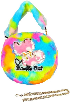 AuM Multicolor Sling Bag Faux Fur Sling Bag with Chain