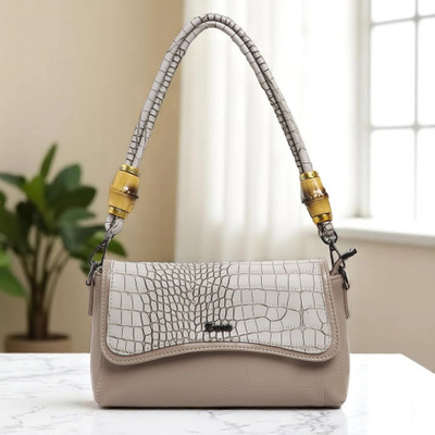 Exotic Beige Sling Bag Premium PU Leather with Intricate Embossed Pattern
