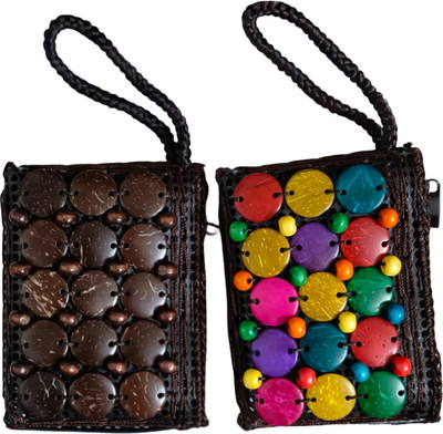 Nappmall Multicolor Sling Bag 2pc Stylish Wooden Hand Purse for Women | Elegant Wooden Clutch Handbag(Pack of 2)