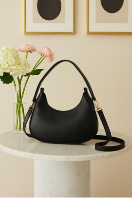 Opulence Kind Black Hobo Small Crescent Leather Shoulder Bag for Women Crossbody Half Moon Hobo Bag