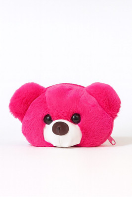 NSPL Pink Sling Bag Cute Pink Teddy Face Plush for Girls & Kids