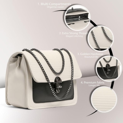 Nariox White Sling Bag Attractive Chain handle Women Slingbags